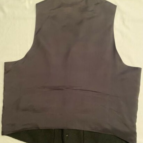 Saks Fifth Avenue Navy Blue Wool Blend Vest Large Italian Fabric Made Hong Kong - Picture 7 of 15